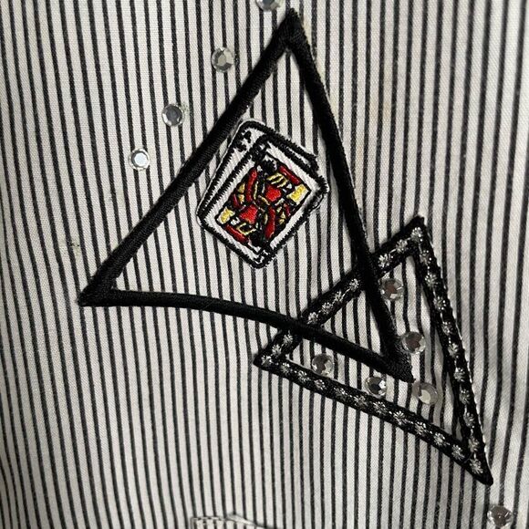 CST Sport Womens Oversized Button Up 1X Spades Bunco Casino Embroider Bejeweled - Picture 3 of 10